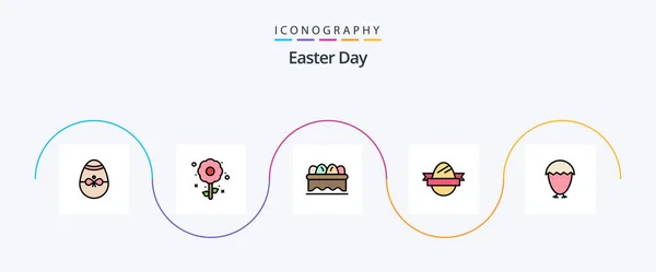 Easter Line Filled Flat Icon Pack Including Easter Holidays Holiday — Stockvektor