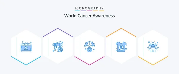Pack Icône World Cancer Awareness Bleu Comprenant Une Chemise Jour — Image vectorielle