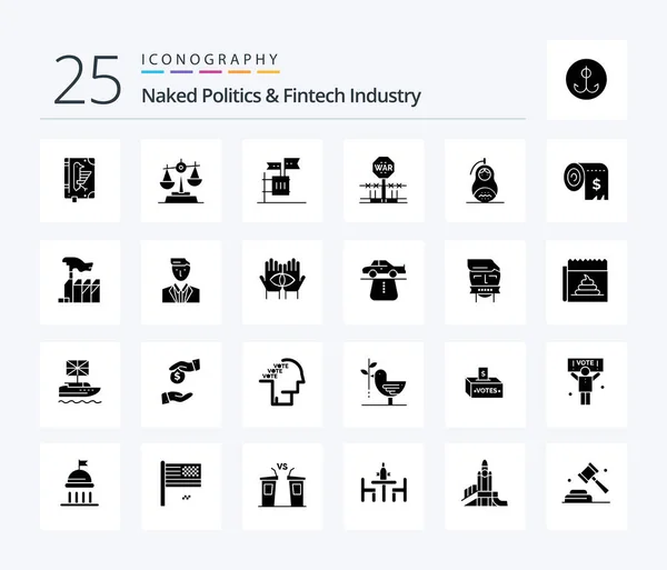 Naked Politics Fintech Industry Solid Glyph Icon Pack Including Occupation — Archivo Imágenes Vectoriales