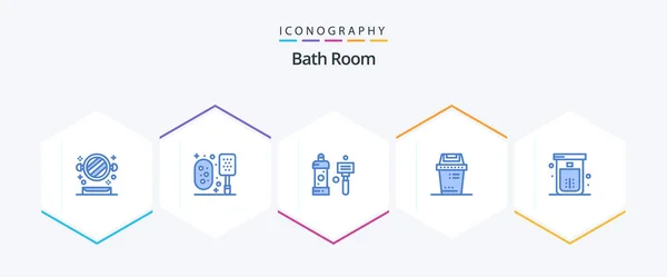 Bath Room Blue Icon Pack Including Bath Junk Bath Equipment — Vettoriale Stock