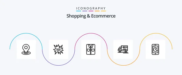 Shopping Ecommerce Line Icon Pack Including Mobile Vehicle Clothes Gooods — Archivo Imágenes Vectoriales