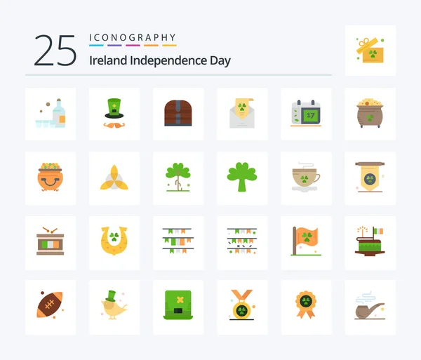Ireland Independence Day Flat Color Icon Pack Including Date Calender — Archivo Imágenes Vectoriales