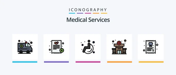 Medical Services Line Filled Icon Pack Including Medicine Bandage Medical — ストックベクタ