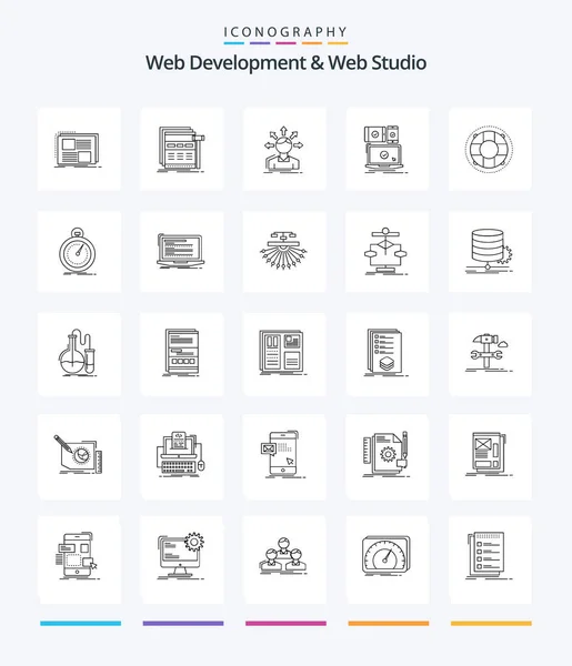 Creative Web Development Web Studio Outline Icon Pack Devices Transition — Vector de stock
