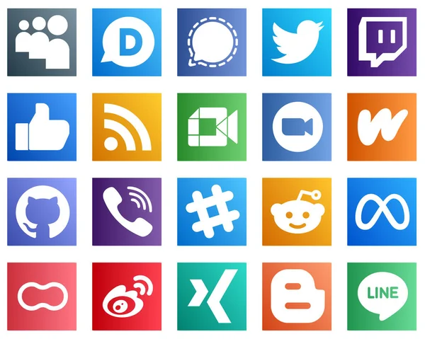 All One Social Media Icon Set Icons Meeting Zoom Google — Archivo Imágenes Vectoriales