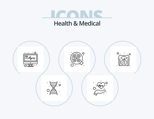 Health Medical Line Icon Pack Icon Design Bed Support Flask — Stok Vektör