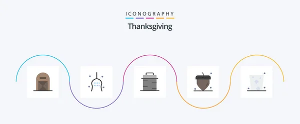 Thanks Giving Flat Icon Pack Including Alcohol Oak Nut Tradition — ストックベクタ