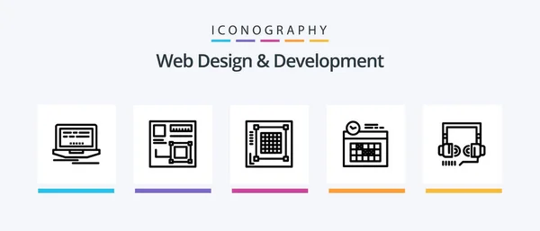 Web Design Development Line Icon Pack Including Internet Design Web — Image vectorielle