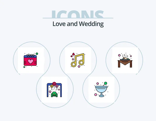 Wedding Line Filled Icon Pack Icon Design Balloon Party Gift — Stockvektor