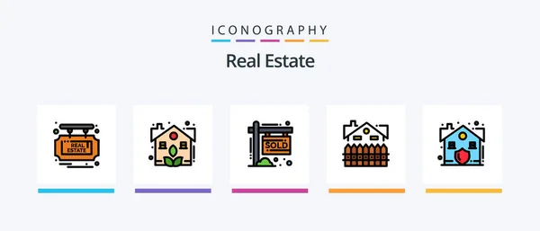 Real Estate Line Filled Icon Pack Including Real Estate Home — Vetor de Stock