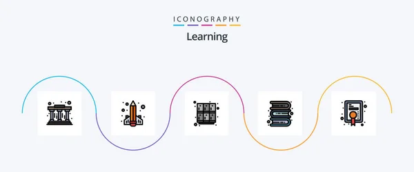 Learning Line Filled Flat Icon Pack Including Diploma Knowledge Learn — 图库矢量图片