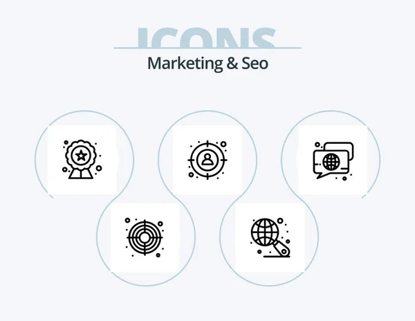 Marketing Seo Line Icon Pack Icon Design Globe Lock Globe — Stock Vector