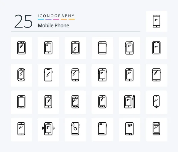 Mobile Phone Line Icon Pack Including Mobile Phone Huawei Battery — стоковый вектор