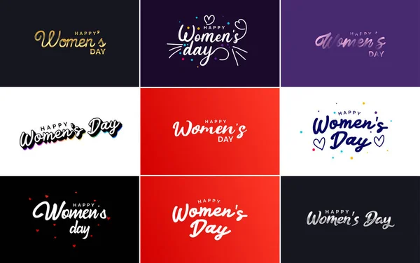 Happy Women Day Design Realistic Illustration Bouquet Flowers Banner Reading — ストックベクタ