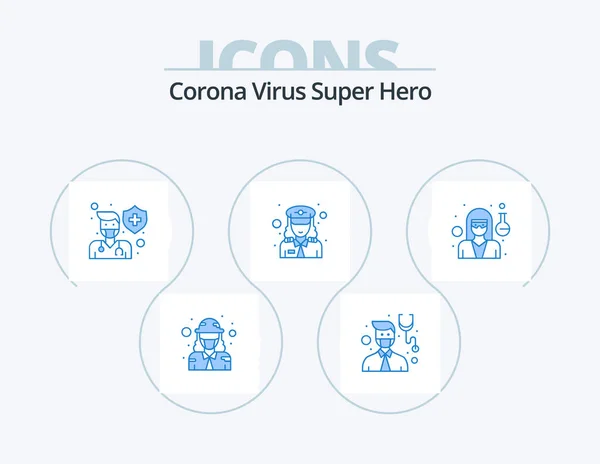 Corona Virus Super Hero Blue Icon Pack Icon Design Doctor — Wektor stockowy