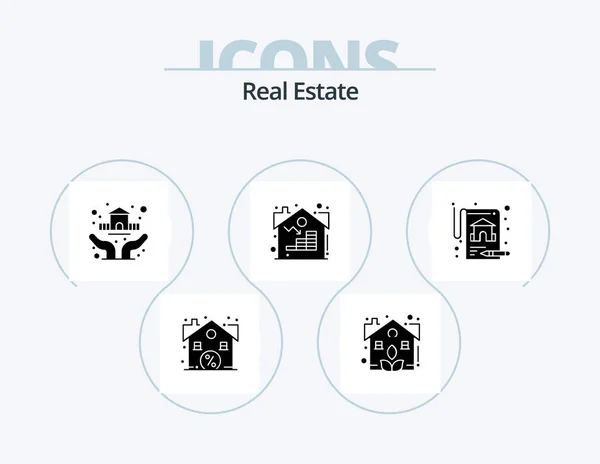 Real Estate Glyph Icon Pack Icon Design Property Asset Protection — Vetor de Stock
