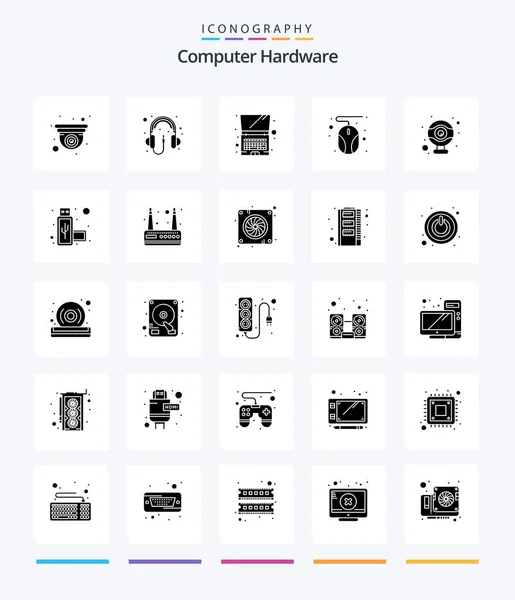 Creative Computer Hardware Glyph Solid Black Icon Pack Connection Hardware — Stockový vektor