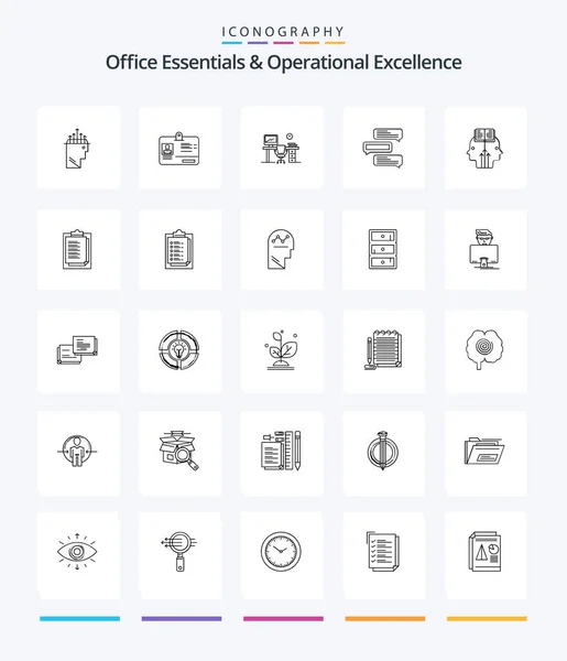 Creative Office Essentials Operational Exellence Outline Icon Pack Talks Comments — Stock Vector