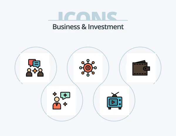 Business Investment Line Filled Icon Pack Icon Design Internet World — Vettoriale Stock