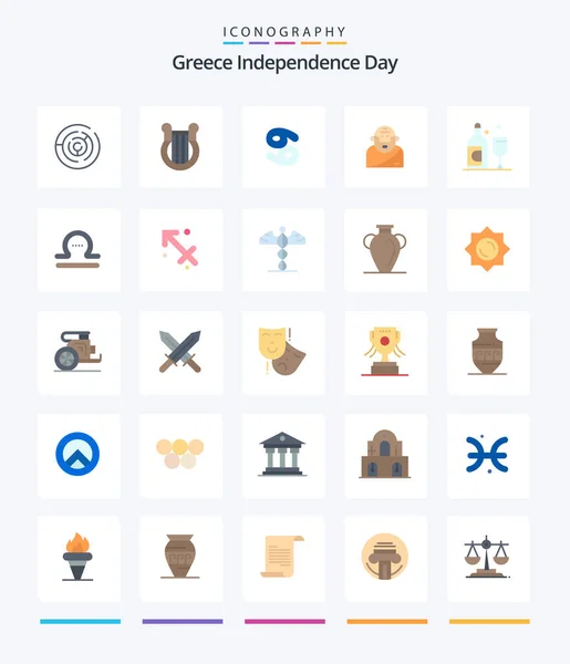 Creative Greece Independence Day Flat Icon Pack Bottle Mythology Nation — Stock Vector