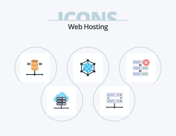 Web Hosting Flat Icon Pack Icon Design Server Database Server — Archivo Imágenes Vectoriales