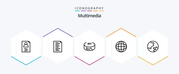 Multimedia Line Icon Pack Including Education Education — Image vectorielle