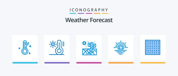 Weather Blue Icon Pack Including Weather Weather Fog Creative Icons — Stockový vektor