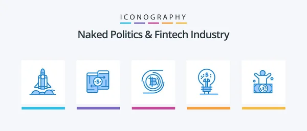 Naked Politics Fintech Industry Blue Icon Pack Including Idea Finance — Stock Vector