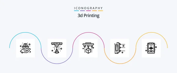 Printing Line Icon Pack Including Clipboard Scanner Factory Machine Factory — ストックベクタ