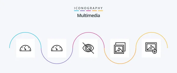 Multimedia Line Icon Pack Including Photo — Stockový vektor