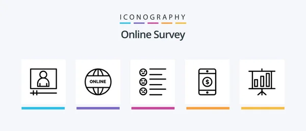 Online Survey Line Icon Pack Including Presentation Business Rate Add — Image vectorielle