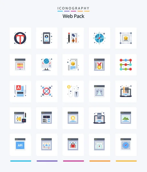 Creative Web Pack Flat Icon Pack Web Globe User Arrow — Image vectorielle