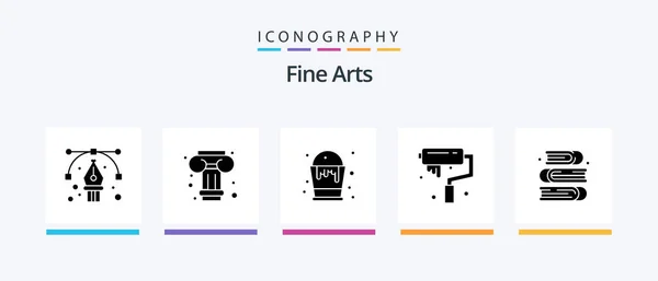 Fine Arts Glyph Icon Pack Including Paint Art Color Roller — Stock Vector