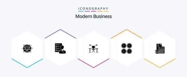 Modern Business Glyph Icon Pack Including Chair Table Abilities Skills — Stok Vektör