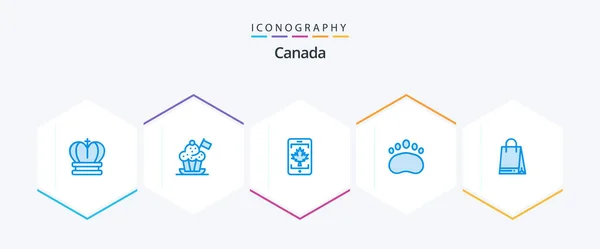 Canada Blue Icon Pack Including Zoology Logo Flag Education Leaf — Archivo Imágenes Vectoriales