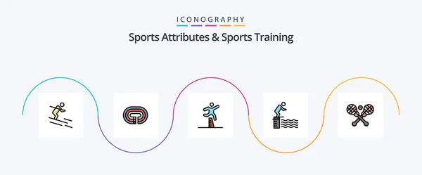 Sports Atributes Sports Training Line Filled Flat Icon Pack Including — Stock Vector
