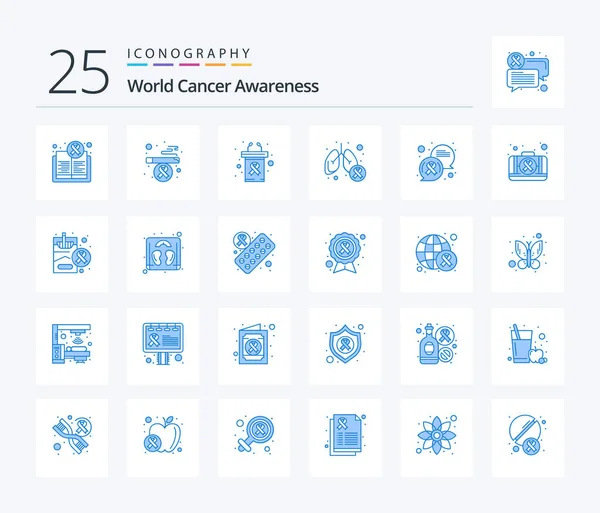 World Cancer Awareness Blue Color Icon Pack Including Chat Lungs — Stockvektor