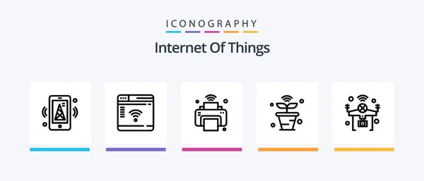 Internet Things Line Icon Pack Including Wifi Internet Things Laptop — Stockový vektor