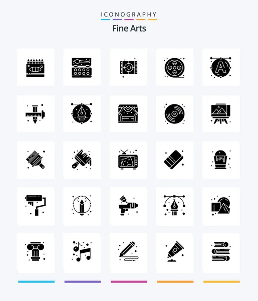 Creative Fine Arts Glyph Solid Black Icon Pack Text Paint — Vettoriale Stock