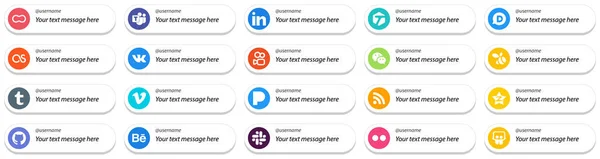 Card Style Follow Social Media Platform Icons Custom Message Option — ストックベクタ