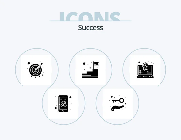 Sucess Glyph Icon Pack Icon Design Bonus Goal Award Flag — Wektor stockowy