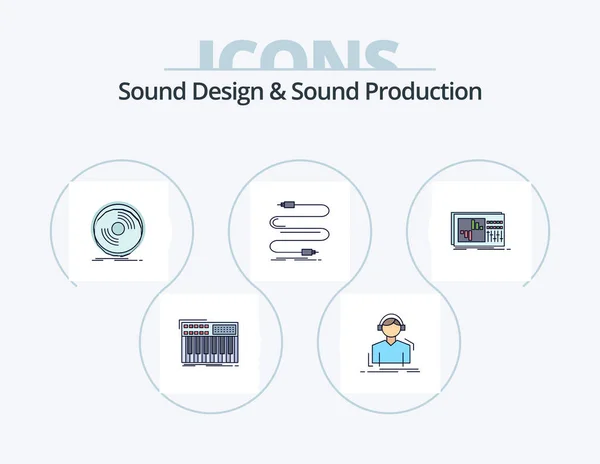 Sound Design Sound Production Line Filled Icon Pack Icon Design — Stockvektor