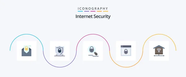 Internet Security Flat Icon Pack Including Security Web Security Search — Stockový vektor