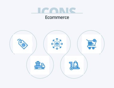 Ecommerce Blue Icon Pack 5 Icon Design. cart. shopping. cart. eshop. tag