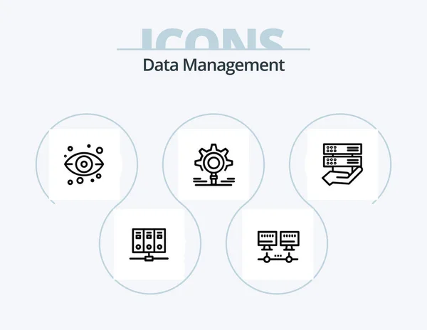 Data Management Line Icon Pack Icon Design Data Server File — Stock Vector
