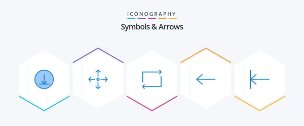 Symbols Arrows Blue Icon Pack Including Arrow Start — ストックベクタ