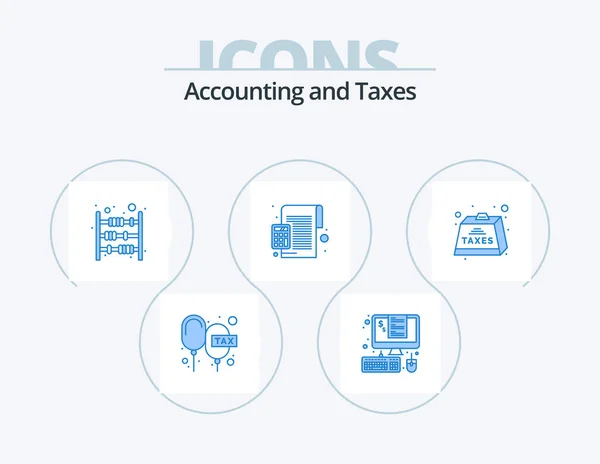 Taxes Blue Icon Pack Icon Design Calculate Payment Percent Money — стоковый вектор