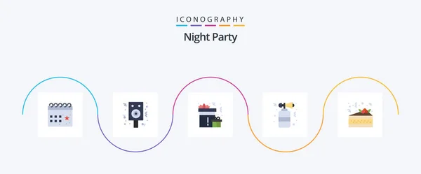 Night Party Flat Icon Pack Including Night Night Party Celebration — Archivo Imágenes Vectoriales