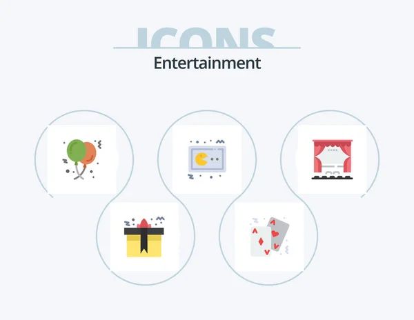 Entertainment Flat Icon Pack Icon Design Gaming Pac Man Casino — 图库矢量图片