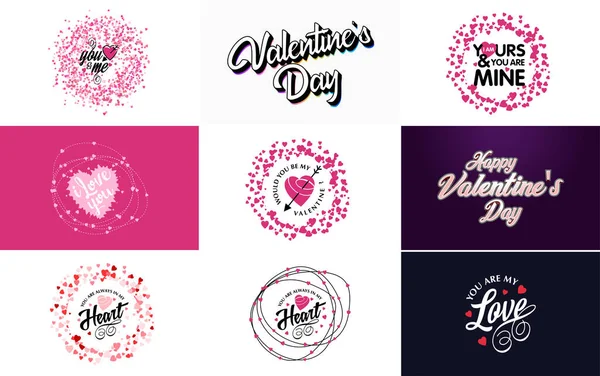 Happy Valentine Day Greeting Card Template Romantic Theme Red Pink — Stok Vektör
